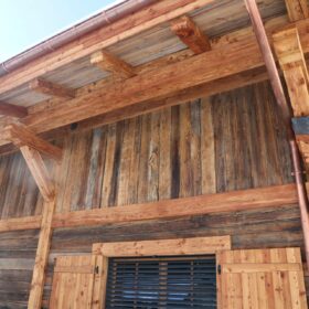 detail of the wood cladding