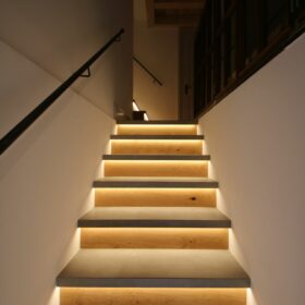 stairs lit by LED strips