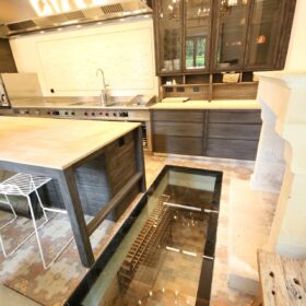 main kitchen - glazing on the wine cellar