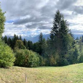 panorama - view from the future construction on the Alps and Lake Geneva